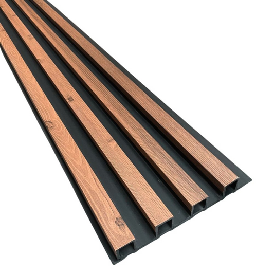 Wall Panel 150H Teak/Black 240x15x2,5 cm. (valor Un.)
